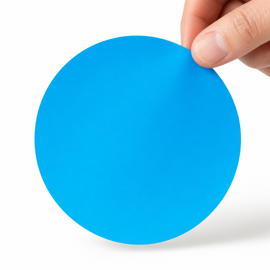 1.5" Fluorescent Blue Circle Laser Labels - Permanent Adhesive — image 1
