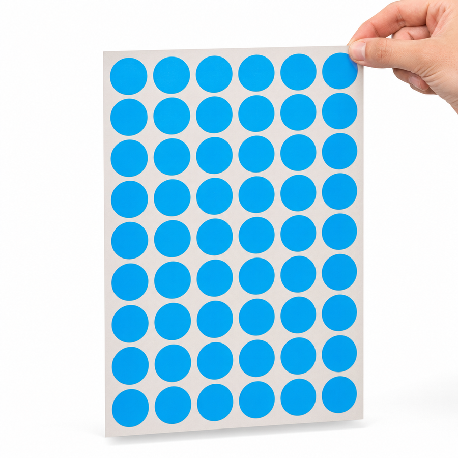 1" Fluorescent Blue Circle Laser Labels - Permanent Adhesive, 250/Pack — image 1