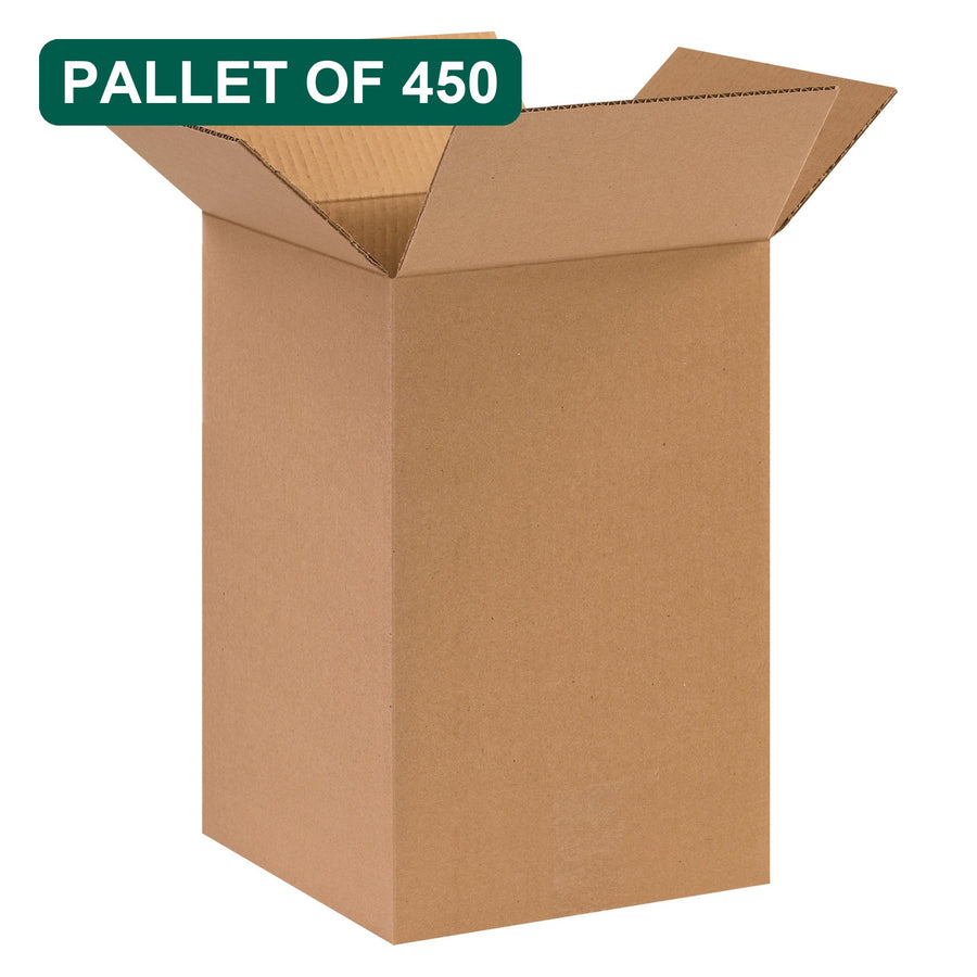 Bulk 10x10x16 Kraft Corrugated Shipping Boxes, 450 Pack Pallet, 32 ECT