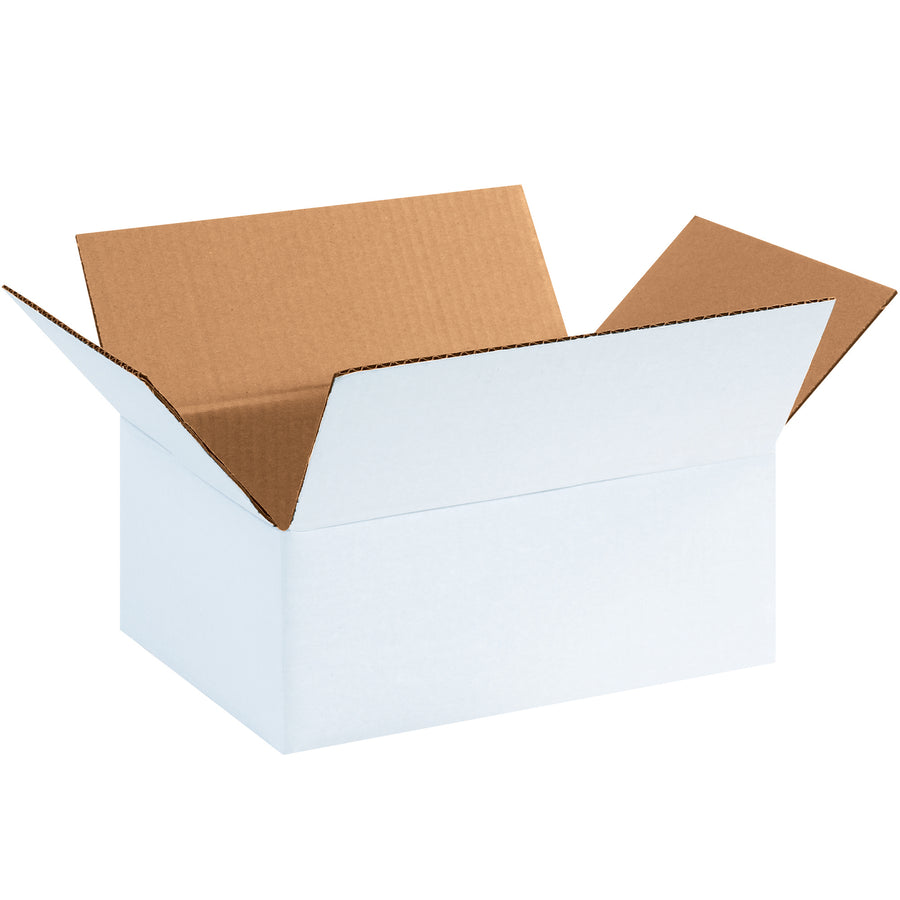 Professional white corrugated shipping cartons built with ECT-32 single-wall strength, sized 11.75" x 8.75" x 4.75" for medium-weight products. Pristine white surface ensures printed labels and shipping instructions stand out clearly. Sold in bundles of 25 for consistent inventory management.