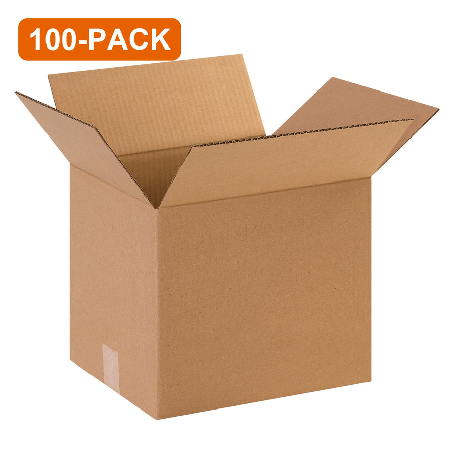 12x10x10 ECT-32 Kraft Corrugated Shipping Boxes, 100-Pack (4 Bundles of 25)