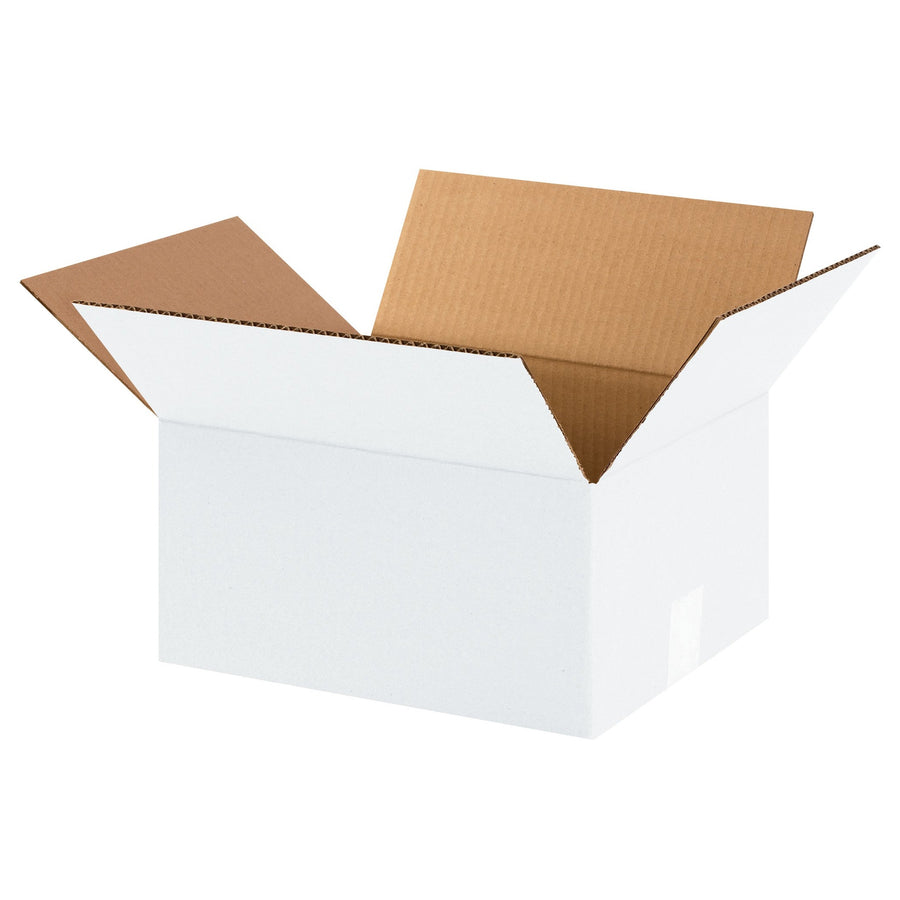 12x10x6 ECT-32 White Corrugated Shipping Boxes 25-Pack 12106W
