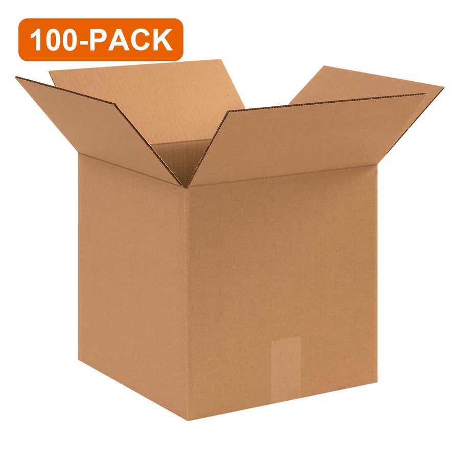 12x12x12 ECT-32 Kraft Corrugated Cube Shipping Boxes, 100-Pack (4 Bundles of 25)