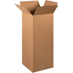 ECT-32 kraft corrugated boxes sized 12" × 12" × 30" for shipping tall items like trophies, shelving, and fishing rods. End-loading design enables fast, efficient packing and sealing. Sold as a bundle of 15 flat boxes–maximize your storage and freight efficiency.