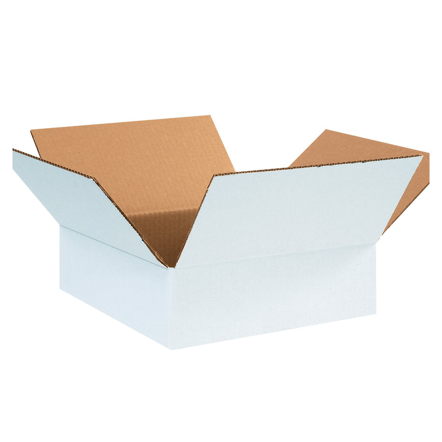 12x12x4 ECT-32 White Corrugated Shipping Boxes Single Wall 25-Pack 12124W