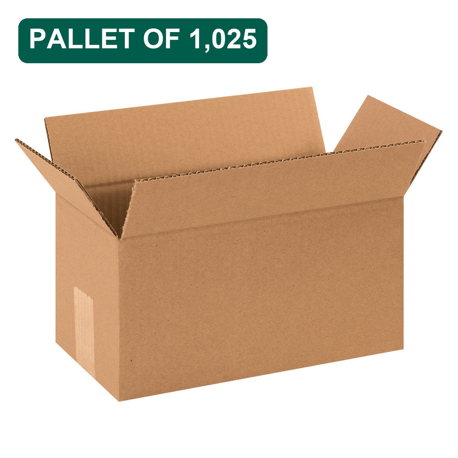Bulk 12x7x7 Kraft Corrugated Shipping Boxes, 1,025 Pack Pallet, 32 ECT