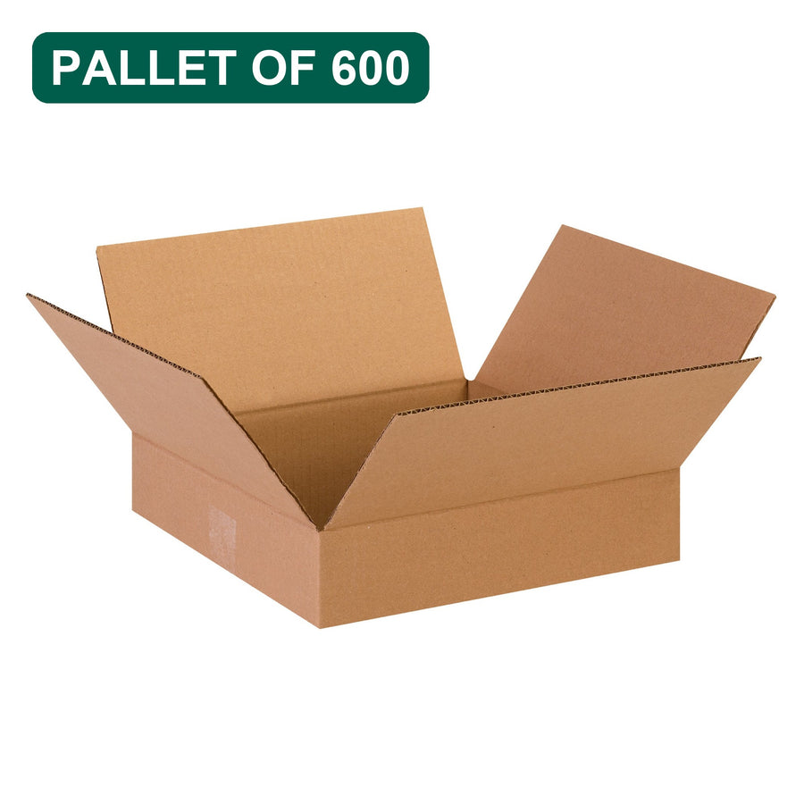 Bulk 13x13x3 Kraft Corrugated Shipping Boxes, 600 Pack Pallet, 32 ECT