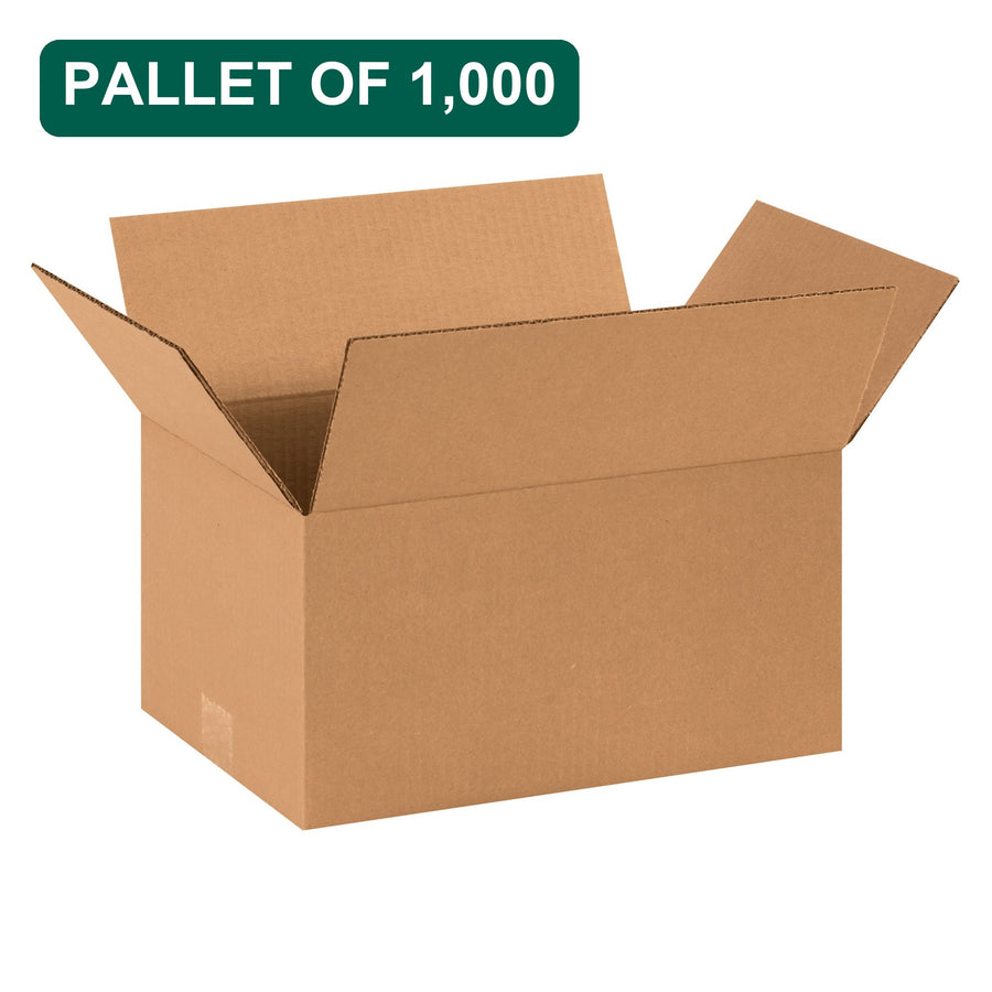 Bulk 14x10x7 Kraft Corrugated Shipping Boxes, 1,000 Pack Pallet, 32 ECT