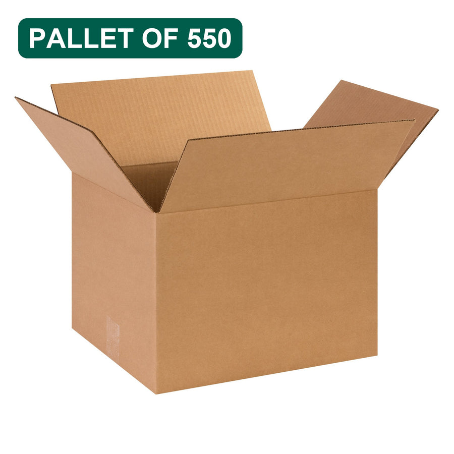 Bulk 14x12x9 Kraft Corrugated Shipping Boxes, 550 Pack Pallet, 32 ECT