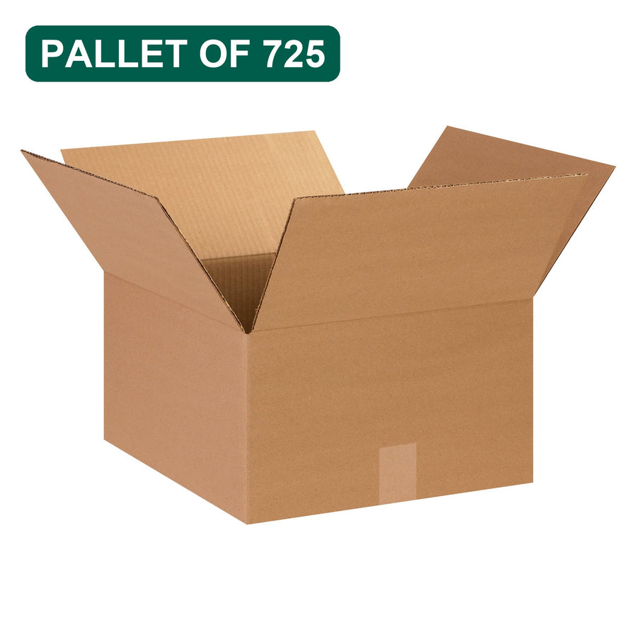 Bulk 14x14x8 Kraft Corrugated Shipping Boxes, 725 Pack Pallet, 32 ECT