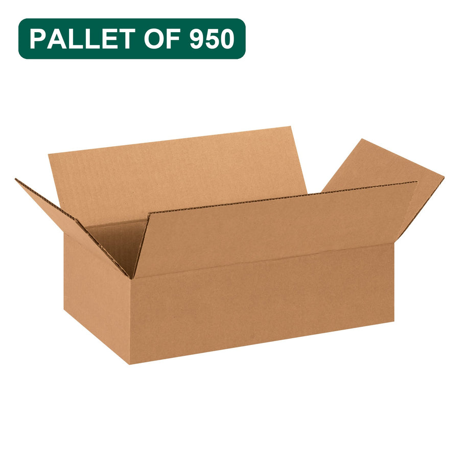 Bulk 14x8x4 Kraft Corrugated Shipping Boxes, 950 Pack Pallet, 32 ECT