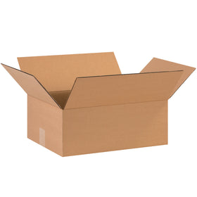 ECT-32 single wall kraft corrugated boxes in 15x12x5" dimensions–engineered for shallow-depth products like apparel, books, and artwork. Ships flat to maximize storage efficiency and reduce freight spend. Sold in bundles of 25.