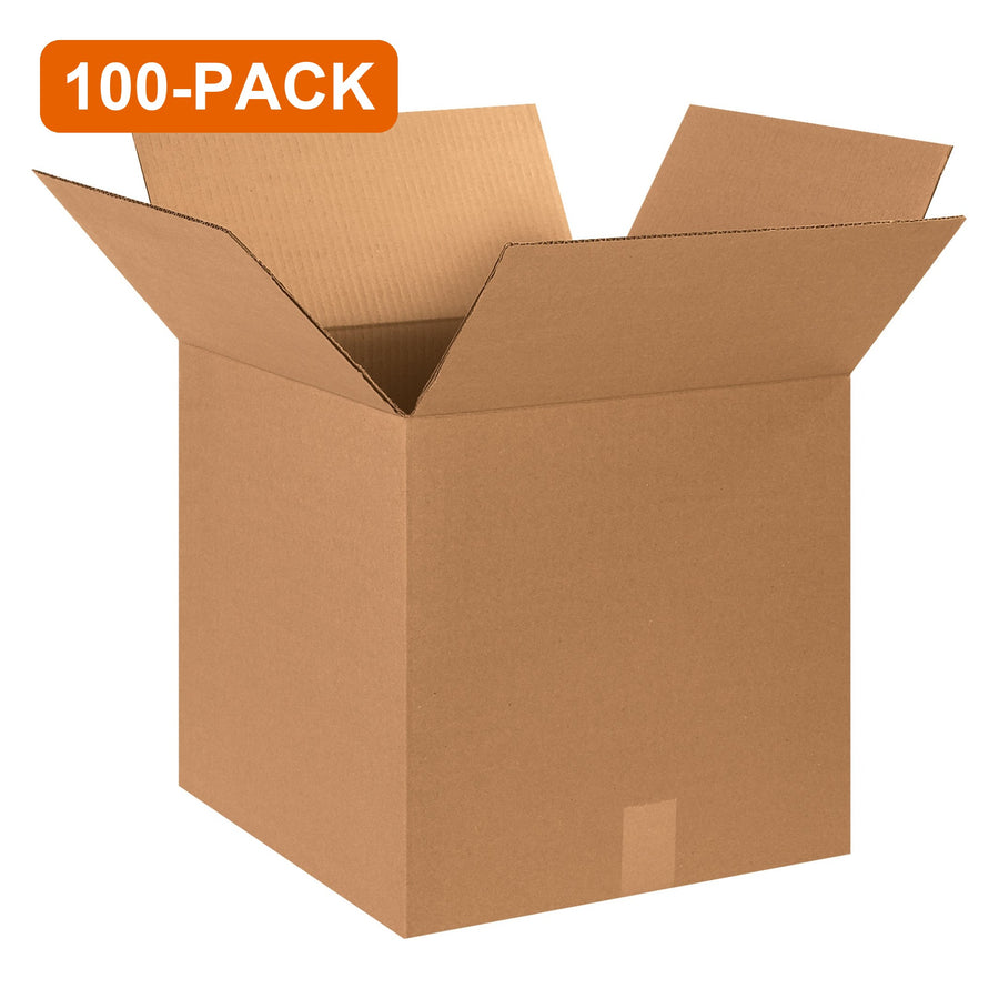 15x15x15 ECT-32 Kraft Corrugated Shipping Boxes, 100-Pack (4 Bundles of 25)