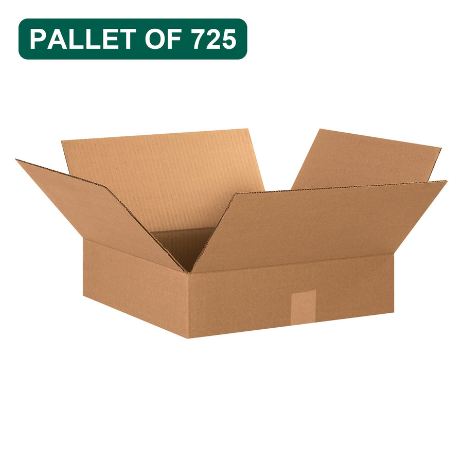 Bulk 15x15x4 Kraft Corrugated Shipping Boxes, 725 Pack Pallet, 32 ECT