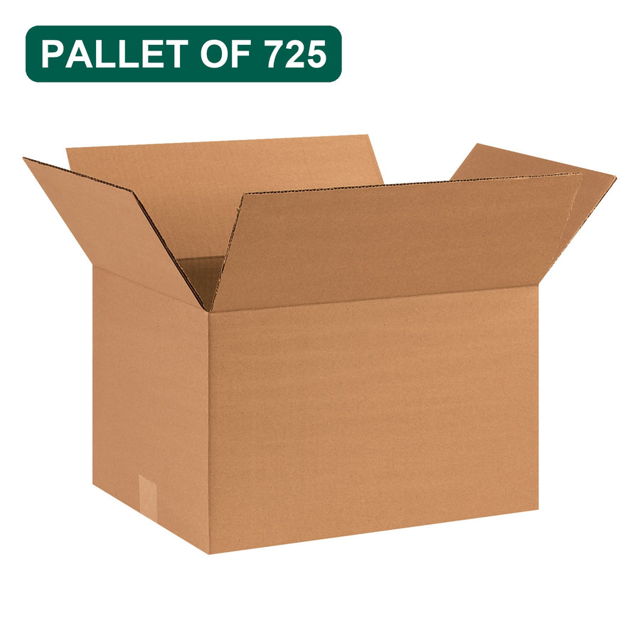 Bulk 16x12x10 Kraft Corrugated Shipping Boxes, 725 Pack Pallet, 32 ECT
