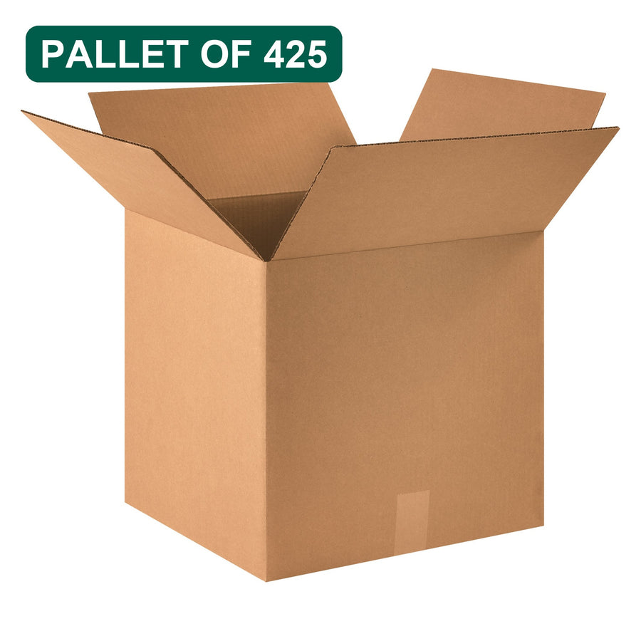 Bulk 16x16x15 Kraft Corrugated Shipping Boxes, 425 Pack Pallet, 32 ECT