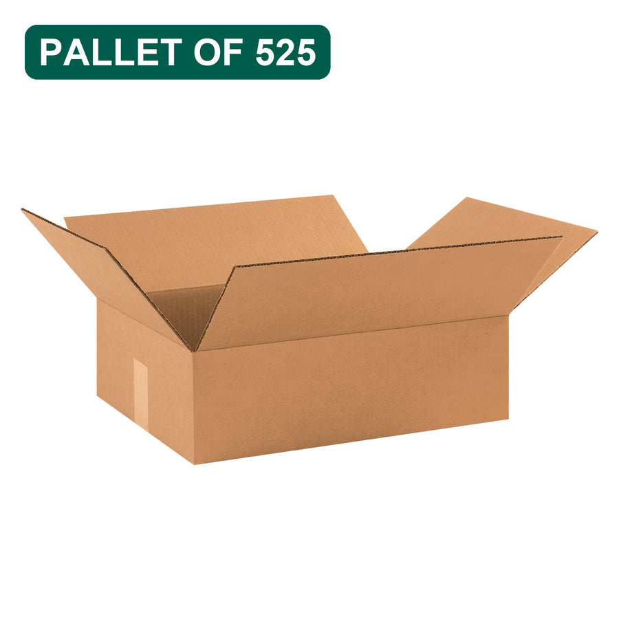 Bulk 17.5x12x3 Kraft Corrugated Shipping Boxes, 525 Pack Pallet, 32 ECT