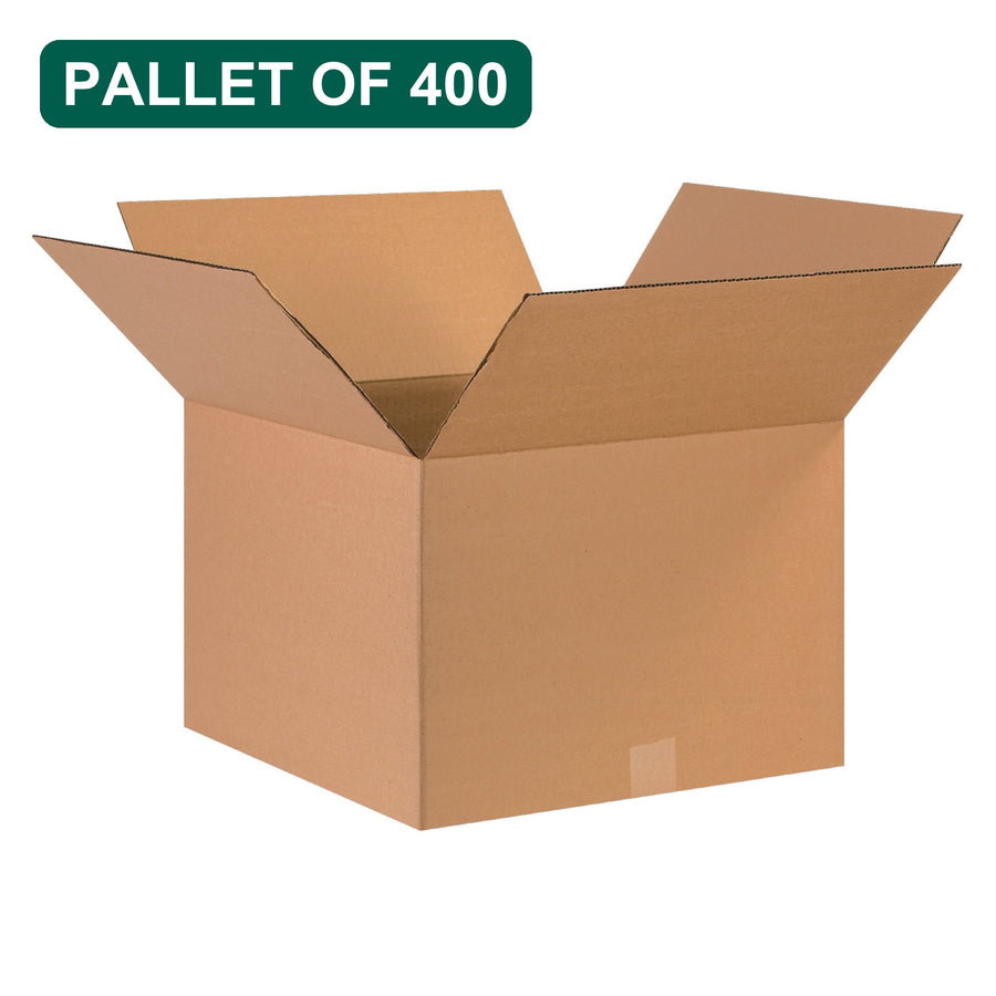Bulk 17x17x12 Kraft Corrugated Shipping Boxes, 400 Pack Pallet, 32 ECT
