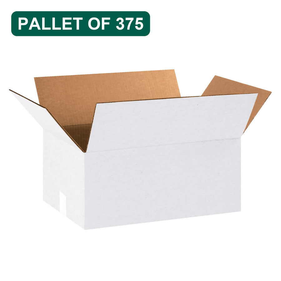 Bulk 18x12x8 White Corrugated Shipping Boxes, 375 Pack Pallet, 32 ECT