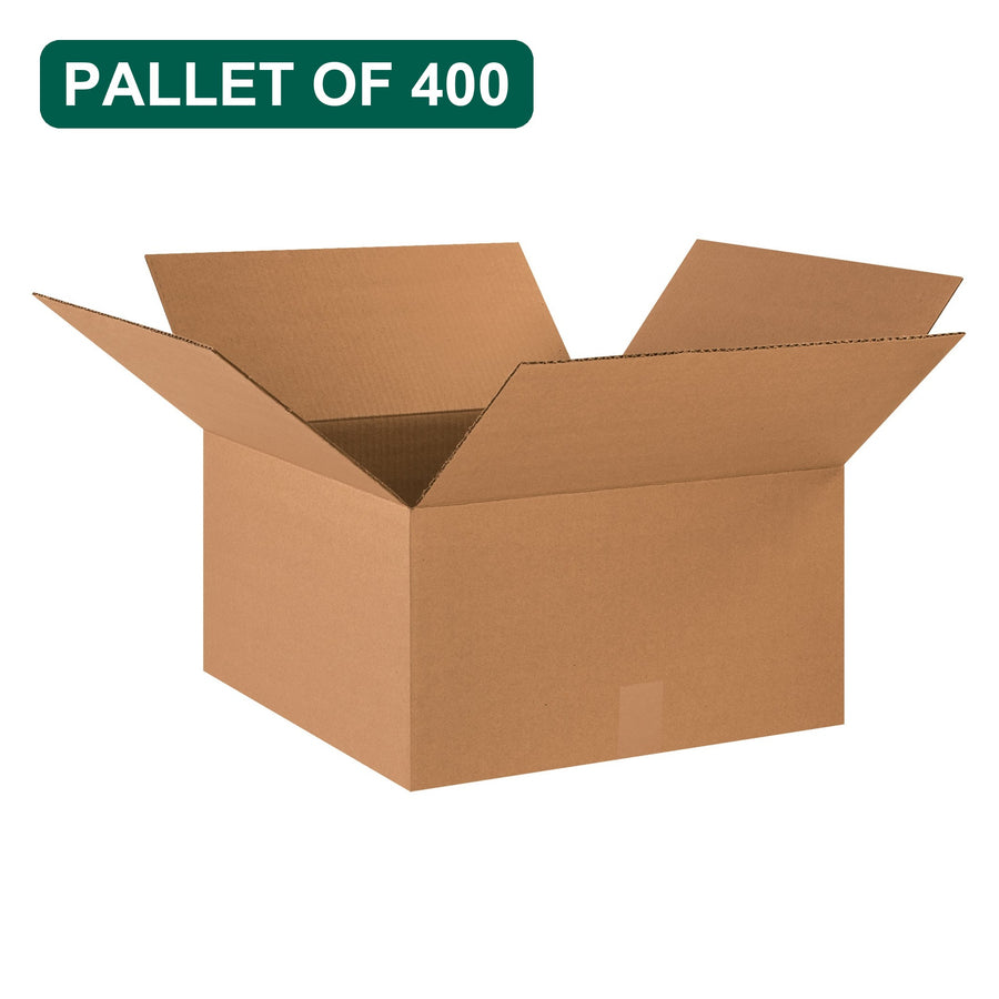 Bulk 18x18x10 Kraft Corrugated Heavy Duty Shipping Boxes, 400 Pack Pallet, 32 ECT