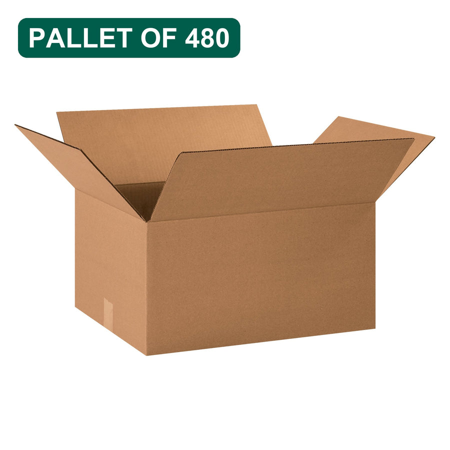 Bulk 20x15x10 Kraft Corrugated Shipping Boxes, 480 Pack Pallet, 32 ECT