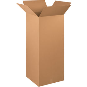 Ship tall items efficiently with these 20x20x48 corrugated boxes featuring ECT-32 kraft construction. End-loading design ensures fast insertion and sealing. Sold as a bundle of 10 and shipped flat to maximize freight efficiency and storage space.