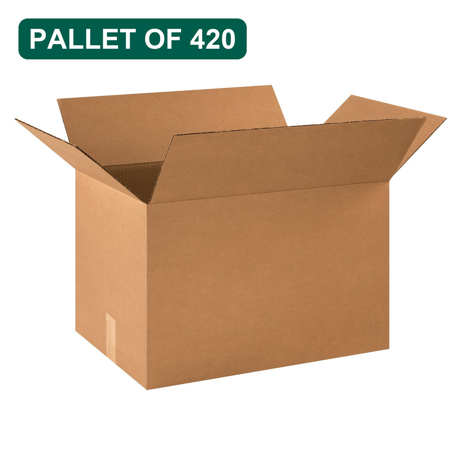 Bulk 21x14x14 Kraft Corrugated Shipping Boxes, 420 Pack Pallet, 32 ECT