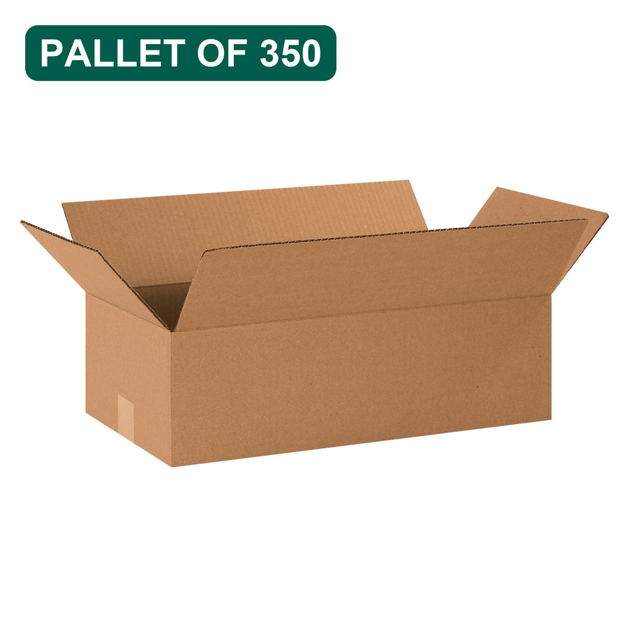 Bulk 22x12x8 Kraft Corrugated Shipping Boxes, 350 Pack Pallet, 32 ECT