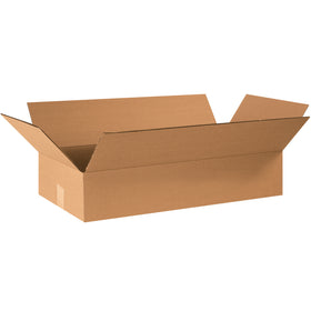 ECT-32 kraft corrugated boxes in 24x12x4" dimensions designed for shallow products that don't require deep cartons. Bundle of 25 ships flat, saving warehouse storage and freight costs while maintaining superior stacking performance and product protection.
