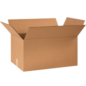 Dependable 24x14x12 corrugated shipping boxes built from ECT-32 kraft material for reliable stacking and protection. Each bundle includes 20 boxes–ideal for medium-volume fulfillment operations. Recyclable kraft construction reduces waste while maximizing storage efficiency.
