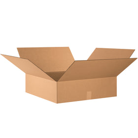 ECT-32 kraft corrugated shipping boxes with shallow 7" depth for efficient packing of apparel, books, and artwork. Ships flat to maximize warehouse storage and reduce freight costs. Bundle of 10 boxes per unit.