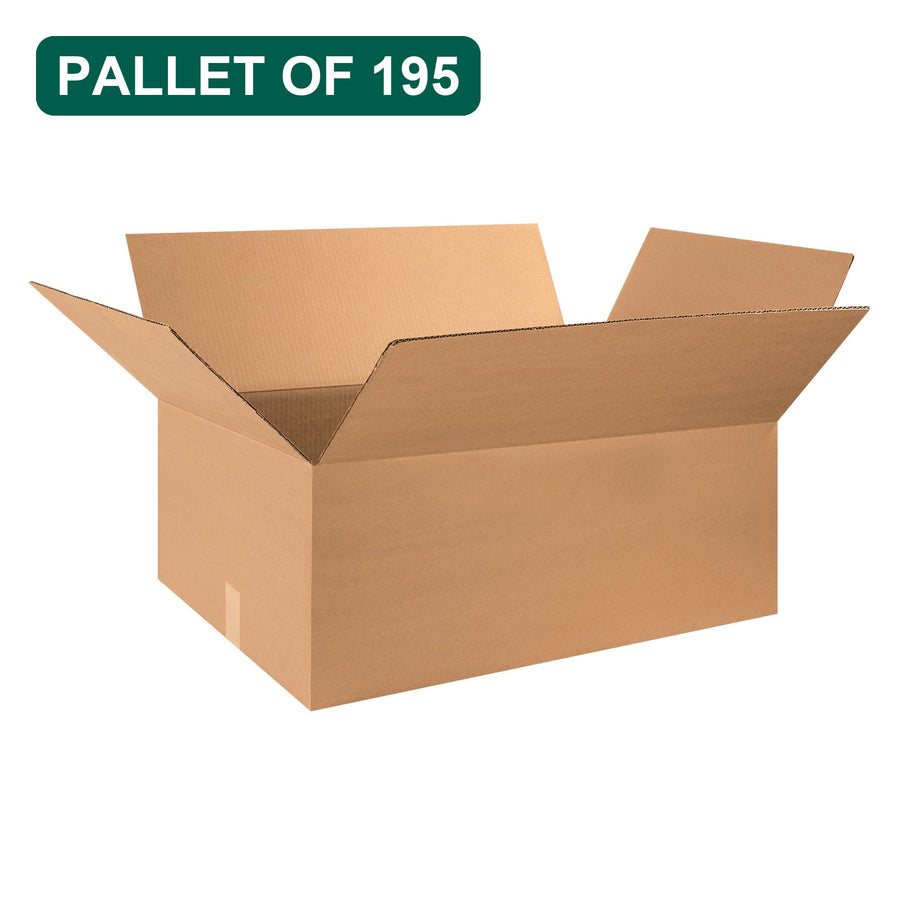 Bulk 28x20x10 Kraft Corrugated Shipping Boxes, 195 Pack Pallet, 32 ECT