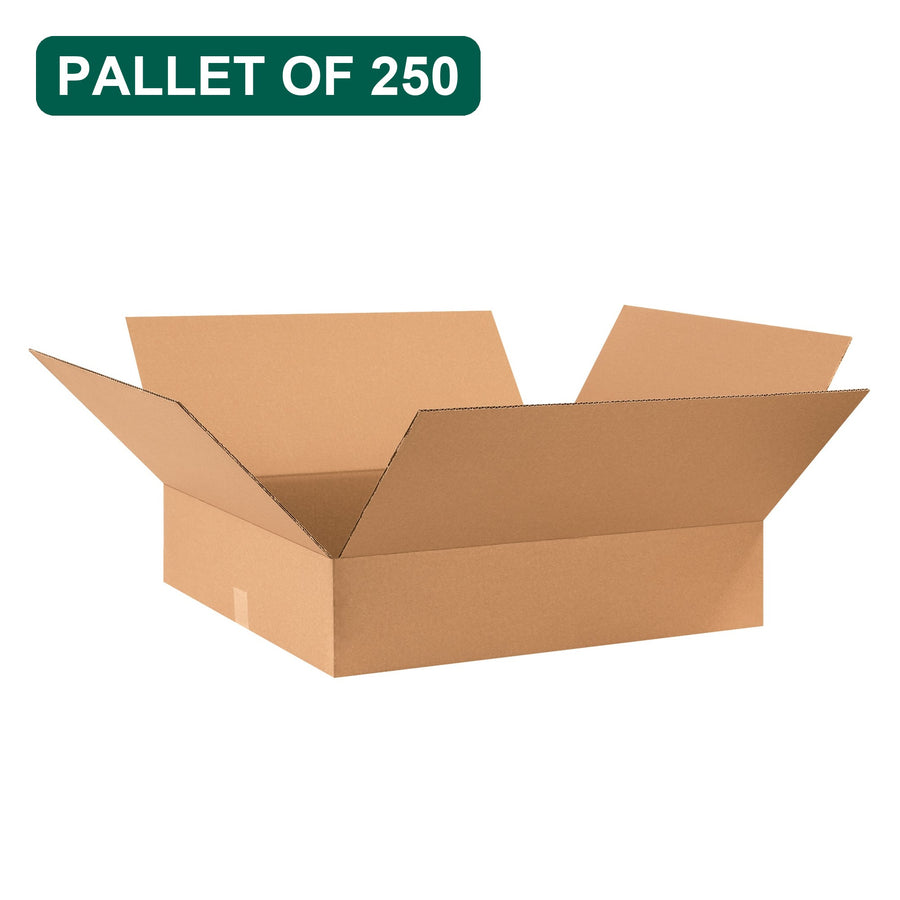 Bulk 28x24x6 Kraft Corrugated Shipping Boxes, 250 Pack Pallet, 32 ECT