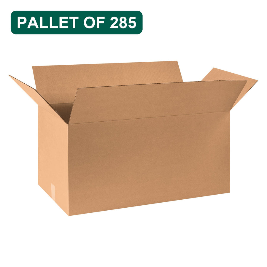Bulk 30x15x15 Kraft Corrugated Heavy Duty Shipping Boxes, 285 Pack Pallet, 32 ECT