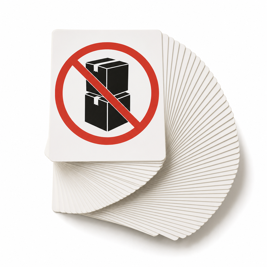 3x4" Do Not Stack Labels - High Gloss International Compliance (500/Roll) — image 2