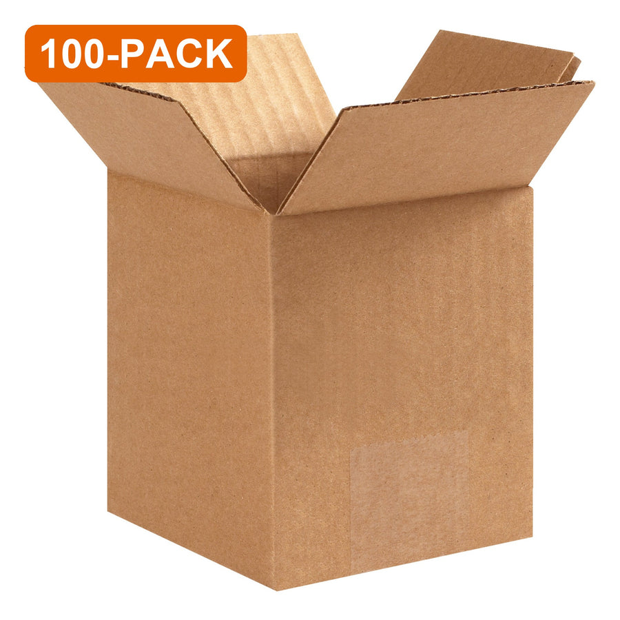 4x4x6 ECT-32 Kraft Corrugated Shipping Boxes, 100-Pack (4 Bundles of 25)