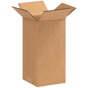ECT-32 kraft corrugated boxes in 5x5x10" dimensions designed for tall, fragile items like trophies, shelving, and fishing rods. End-load design enables quick insertion and sealing with excellent stacking strength. Ships flat in bundles of 25 for maximum warehouse efficiency.