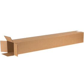 ECT-32 kraft corrugated boxes sized 6" x 6" x 50" for shipping tall items like fishing rods, shelving, and trophies. Sold in bundles of 25 flat-packed cartons ready to assemble. Strong single-wall construction delivers reliable protection without excess cost.