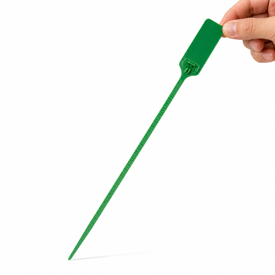 8" Green Plastic Pull Tight Security Seals