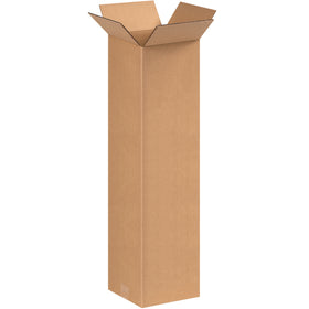 Ship tall items efficiently with these 8x8x30 corrugated boxes made from ECT-32 kraft single-wall corrugated. End-loading design for fast packing. Sold as bundles of 25 boxes, shipped flat to maximize freight efficiency and storage space.