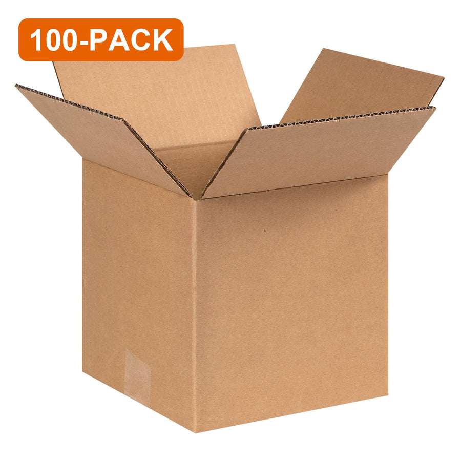 8x8x8 ECT-32 Kraft Corrugated Cube Shipping Boxes, 100-Pack (4 Bundles of 25)