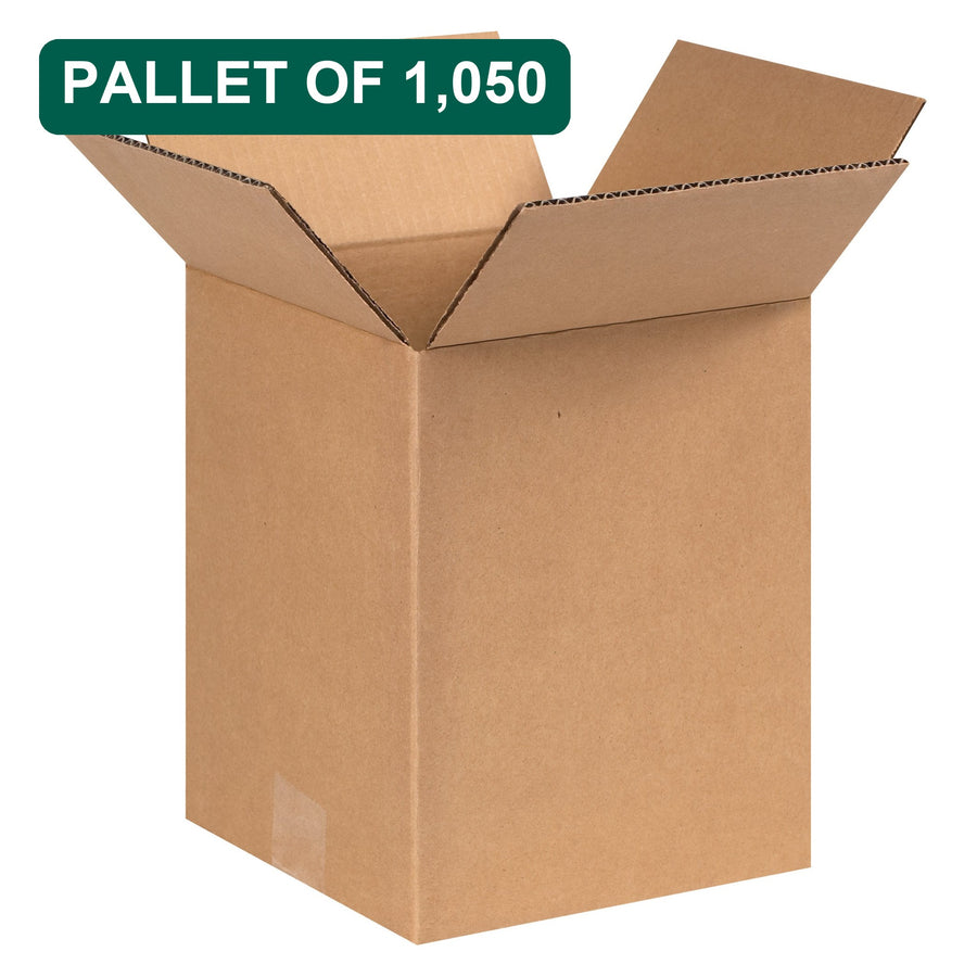 Bulk 9x9x10 Kraft Corrugated Shipping Boxes, 1,050 Pack Pallet, 32 ECT
