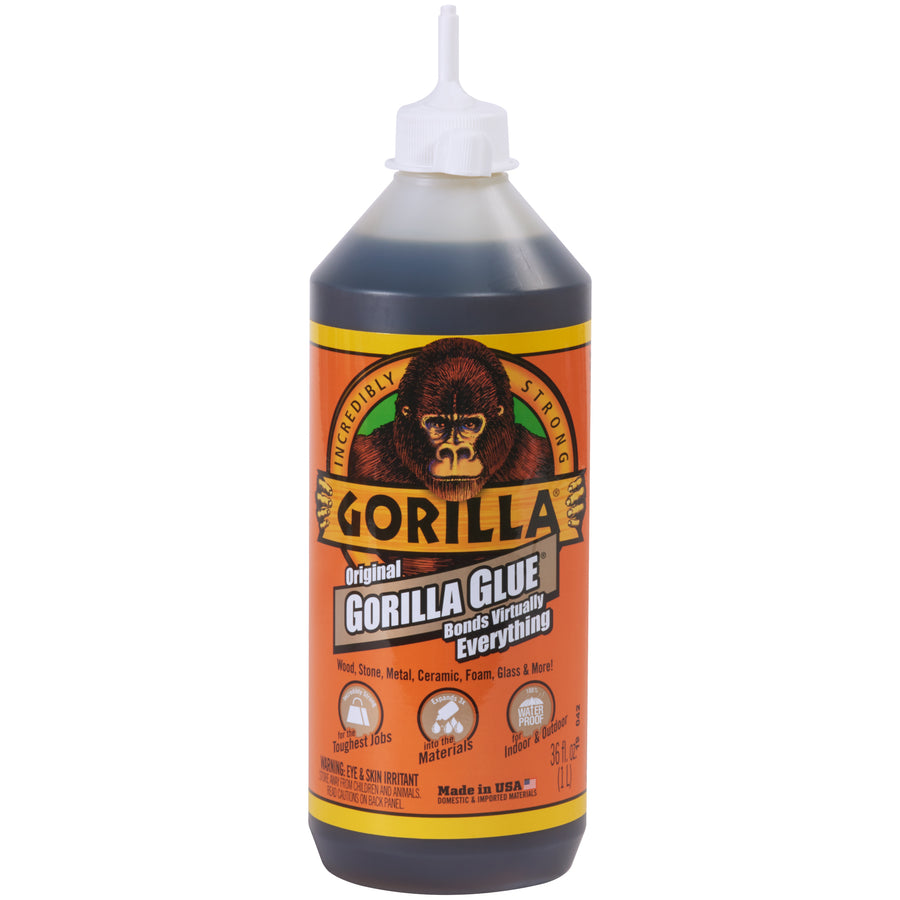 36 oz of industrial-strength Gorilla Glue® that creates unbreakable bonds on wood, metal, stone, glass, ceramics, foam, concrete and brick. 100% waterproof and resistant to extreme heat, cold, and moisture–perfect for indoor and outdoor applications where durability matters. Expands 3-4x for superior penetration and grip.