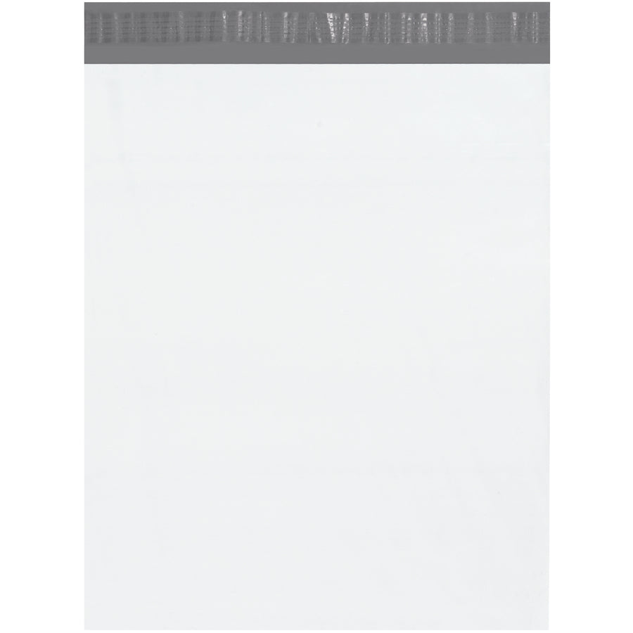 Professional 14x17" self-seal poly mailers designed for ecommerce brands shipping high-value items. 2.5 mil polyethylene construction delivers puncture, water, and tear resistance with strong seams that stay intact even when overpacked. Bulk case of 500 white mailers with convenient tear strip opening and silver inner lining that accepts labels and stamps perfectly.