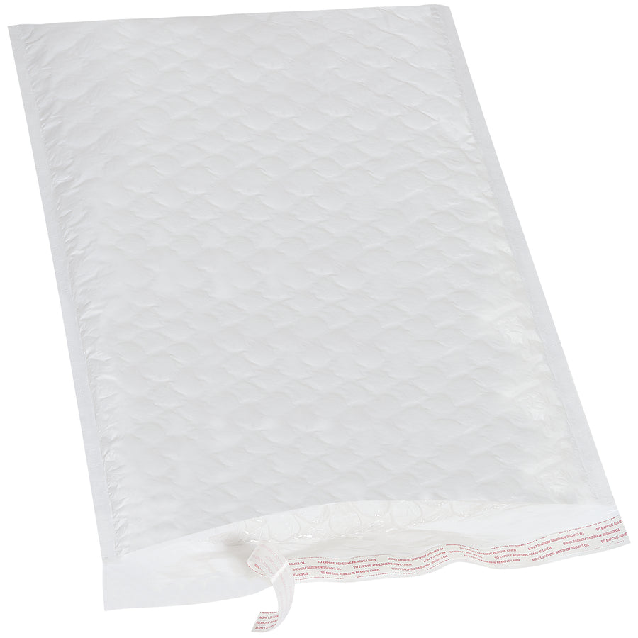 Jiffy Tuffgard Extreme® bubble lined poly mailers deliver twice the shock protection of standard mailers in a lightweight, cost-effective design. These 14.25x20" self-sealing white polyethylene envelopes feature 5/16" bubble cushioning and are ideal for shipping fragile electronics, phones, and jewelry. Case of 25 mailers ready to ship.