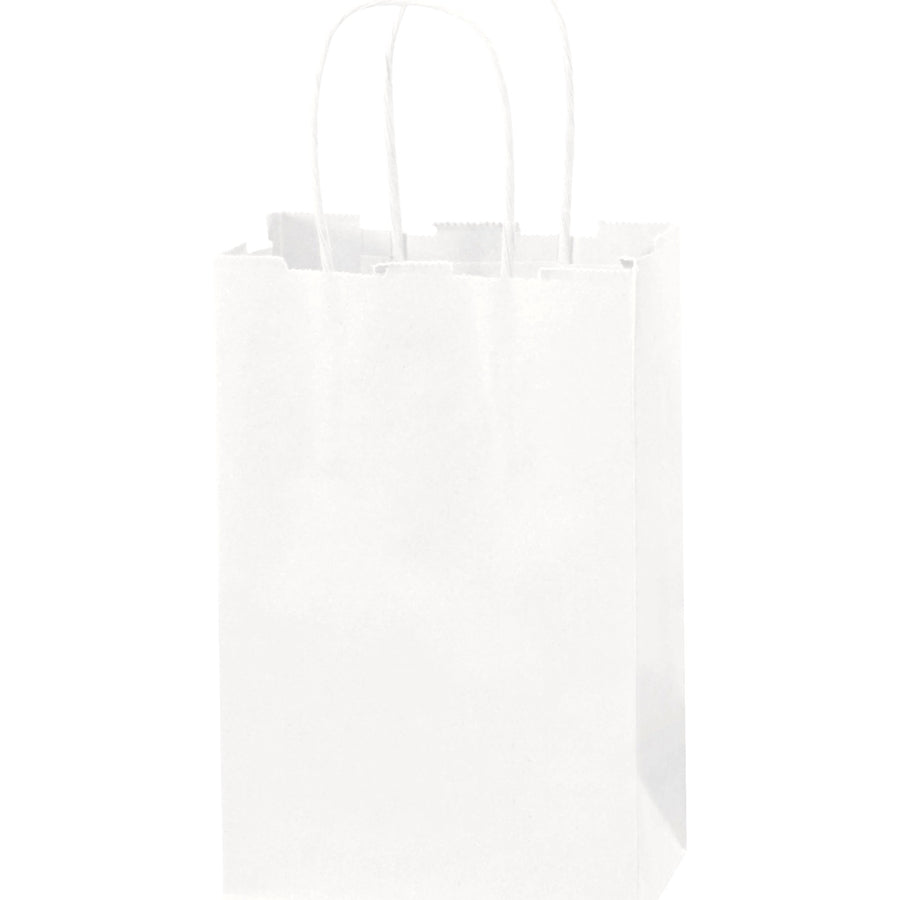 5.5x3.25x8.375 60 lb White Twisted Handles Heavy-Duty Paper Shopping Bags 250/Case BGS101W