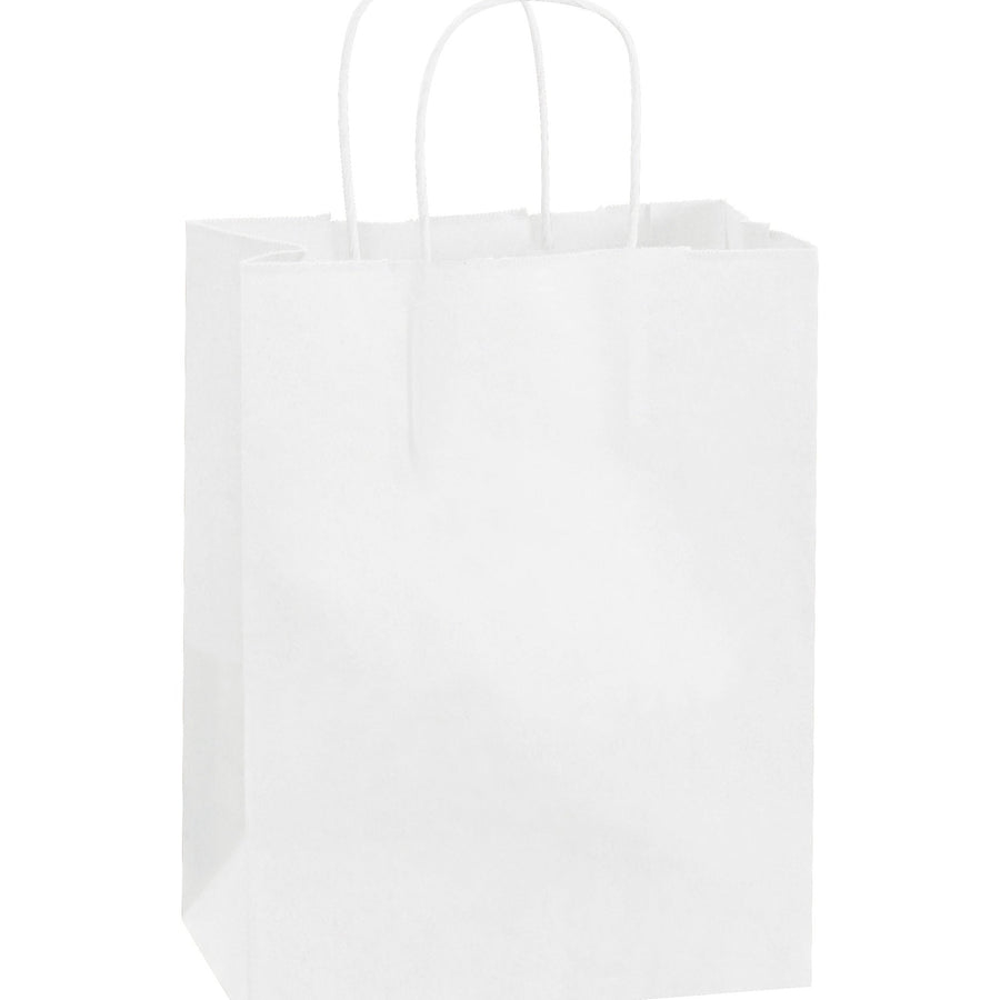 8x4.5x10.25 60 lb White Paper Shopping Bags 250/Case BGS103W
