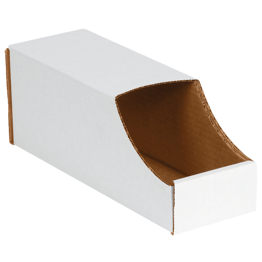 Organize and protect small parts with these durable ECT-32-B corrugated stackable bin boxes. Compact 12x4x4.5" design maximizes shelf space while maintaining strength for heavy-duty warehouse and manufacturing environments. Bundle of 50 white boxes with writable front panels for instant identification.