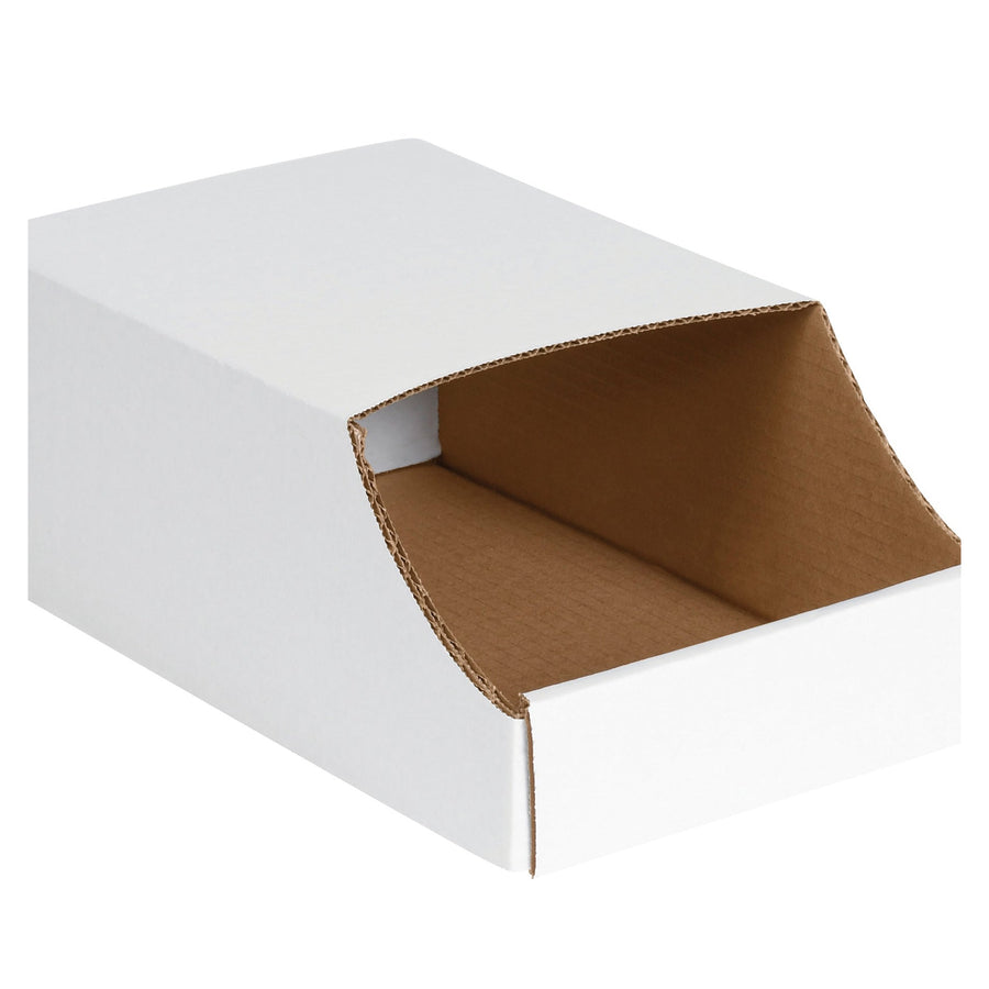 8x12x4.5 White Corrugated Stackable Bin Boxes 50/Bundle BINB812