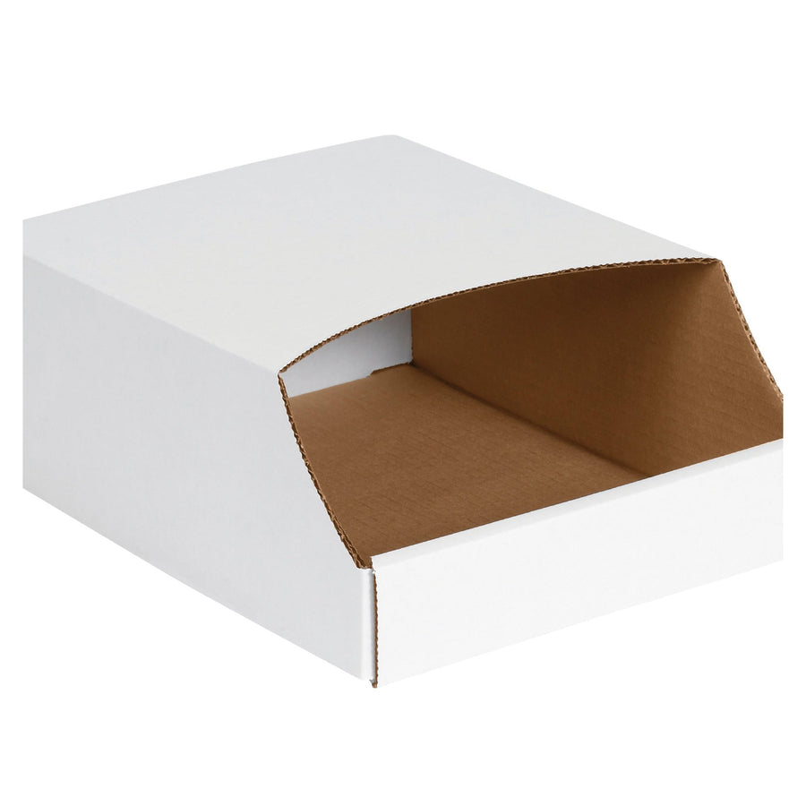 9x12x4.5 White Corrugated Stackable Bin Boxes 50-Pack BINB912
